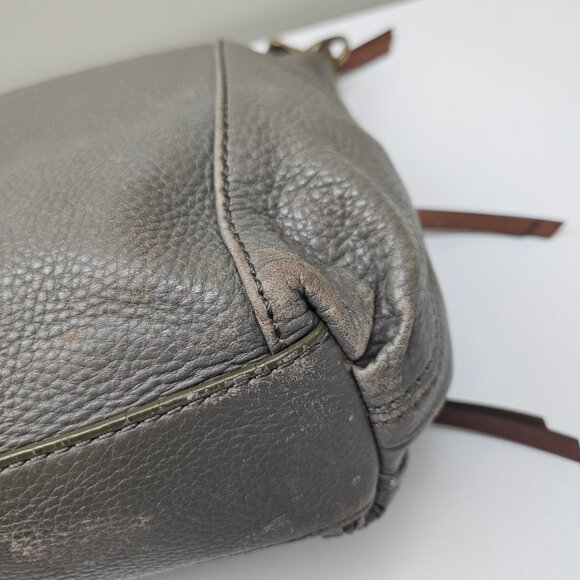 Fossil Morgan Crossbody Purse Shoulder Bag Grey Leather Tote - Picture 10 of 15